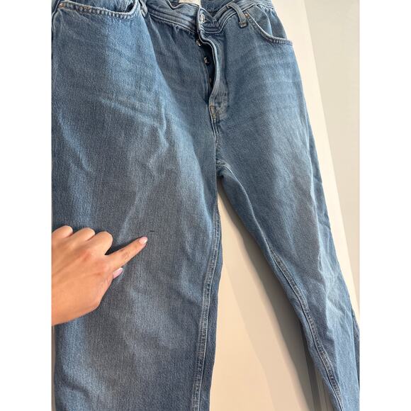 Free People We The Free Cropped Straight Leg Frayed Denim Jeans Women Size 30 - Picture 4 of 6